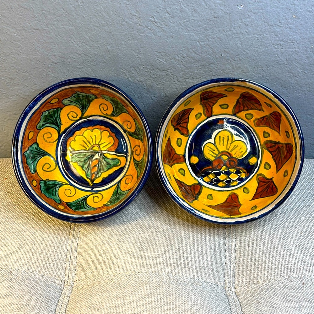 Mexican Pottery Bowls Hand Painted